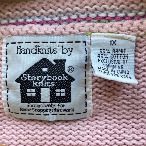 Handknits by Storybook Knits Sequin Peonies Embroidered Cardigan Cottagecore 1X - Picture 2 of 16